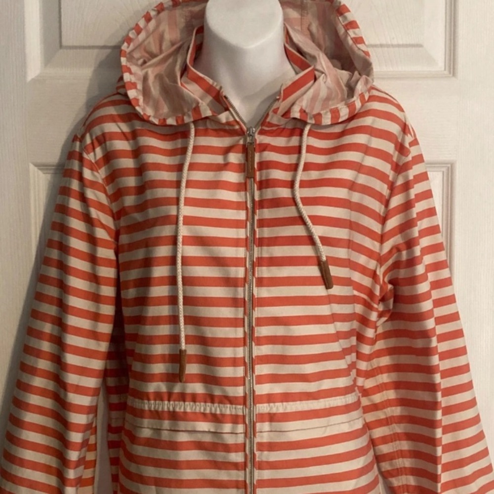 Women's Lafayette 148 NY Striped Lightweight Peach Rose & Tan Jacket